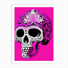 Skull With Intricate Henna Designs 5 Pink Pop Art Art Print