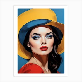 Woman Portrait With Hat Pop Art (48) Art Print