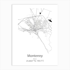 Monterrey,Mexico Minimalist Map Art Print