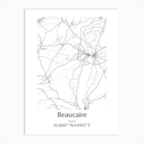 Beaucaire,France Minimalist Map Art Print