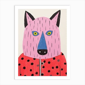 Pink Polka Dot Timber Wolf Art Print