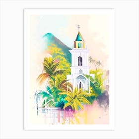 Saint Kitts And Nevis Watercolour Pastel Tropical Destination Art Print