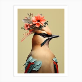 Bird With A Flower Crown Cedar Waxwing 3 Art Print