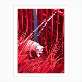 Cat In Cage Art Print