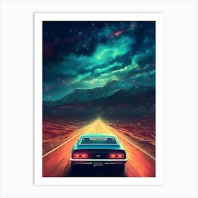 Car On The Road Retro Racing Car 2 Art Print