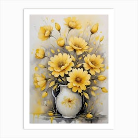 Yellow Flowers In A Vase Art Print