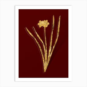 Vintage Primrose Peerless Botanical in Gold on Red n.0209 Art Print