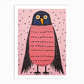 Pink Polka Dot Raven 2 Art Print