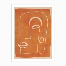 Abstract Face In Orange Art Print