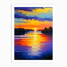 Sunrise Over Lake Waterscape Impressionism 1 Art Print