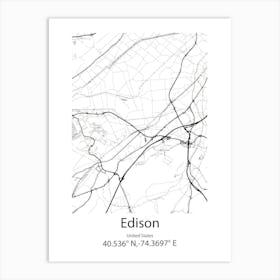 Edison,United States Minimalist Map Art Print