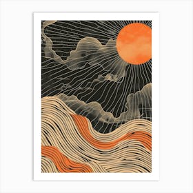 Sun Rising Over The Ocean Art Print