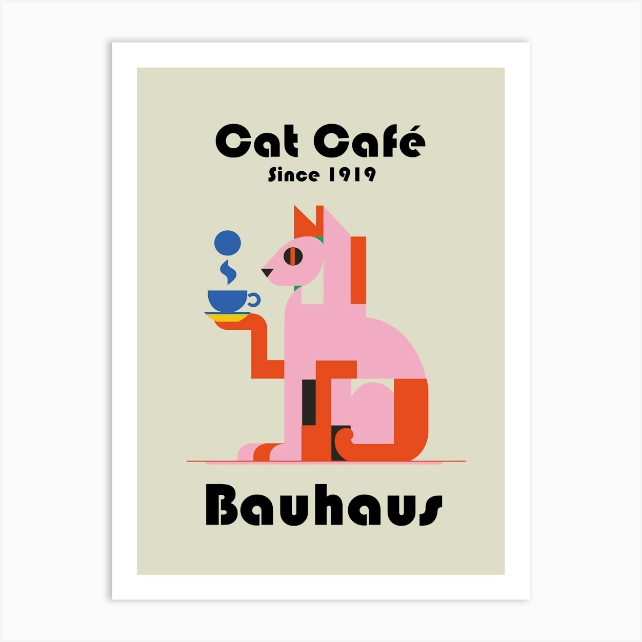 Cat Cafe Bauhaus Prints Art Print by Scandinavian Design