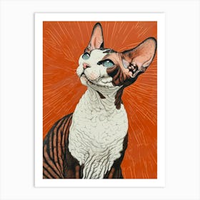 Devon Rex Relief Illustration 4 Art Print