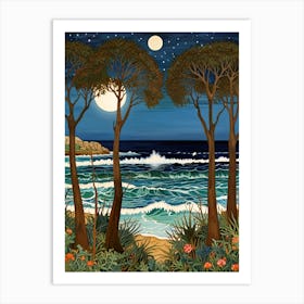 William Morris Moonlight At The Beach Art Print