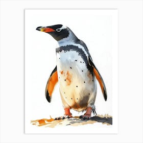 Humboldt Penguin Ross Island Watercolour Painting 1 Art Print
