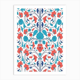 Turkish Floral Pattern - Iznik Turkish pattern, floral decor 1 Art Print