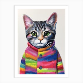 Baby Animal Wearing Sweater Cat 3 Art Print