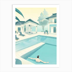 Illustration Of A Swimming Pool blue Art Print