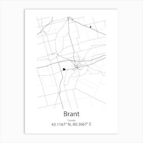 Brant,Canada Minimalist Map Art Print