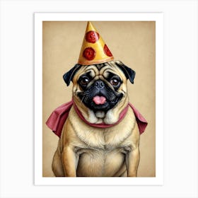 Pizza Pug Art Print