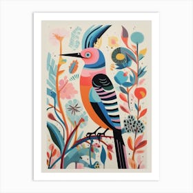 Colourful Scandi Bird Hoopoe 4 Art Print