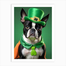 St Patrick'S Day Boston Terrier 11 Art Print