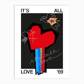 Its All Love Heart Grey 1 Art Print