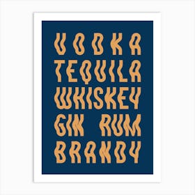Drink Names Navy Art Print