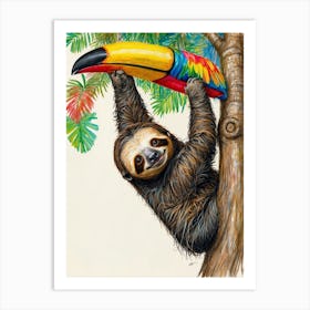 Sloth Hanging From Tree 2 Art Print