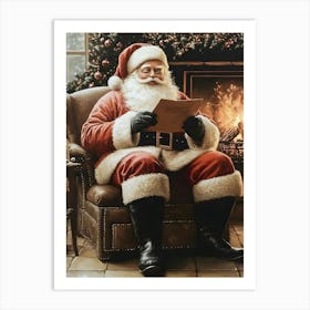 Santa Clause Reading Letter Art Print