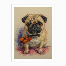 Pug With Violin Art Print