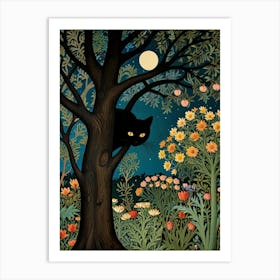 Cat In The Tree Style William Morris Art Print