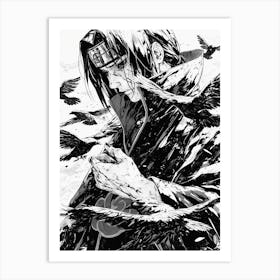 Uchiha Itachi Black And White Art Print