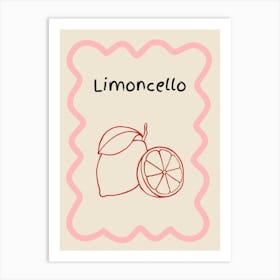 Limoncello Doodle Poster Pink & Red Art Print