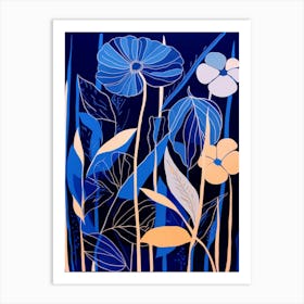 Blue Flower Illustration Heliconia 2 Art Print