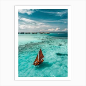 Sailboat In The Blue Ocean Art Print