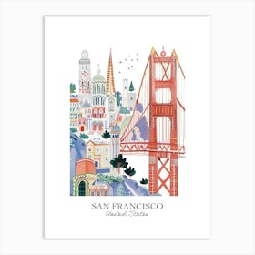 San Francisco United States Gouache Travel Illustration Art Print