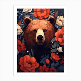 Bear With Flowers 1 Art Print