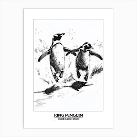 Penguin Chasing Each Other Poster 2 Art Print