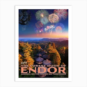 Endor Moon Travel Poster 1 Art Print