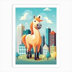 Cartoon Horse In The City 1 Art Print
