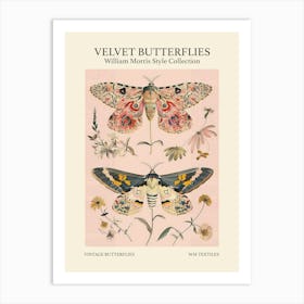 Velvet Butterflies Collection Vintage Butterflies William Morris Style 1 Art Print