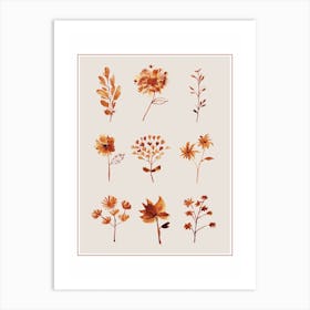 Brown Watercolor Floral Art Print