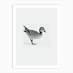 Mallard Duck B&W Pencil Drawing 3 Bird Art Print