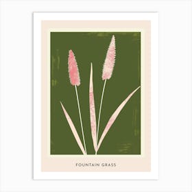 Pink & Green Fountain Grass 1 Flower Poster Art Print