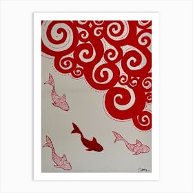 Fish Waves 1 Art Print