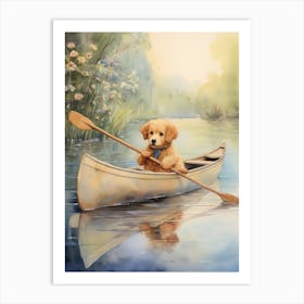 Rowing Teddy Bear Painting Watercolour 3 Art Print