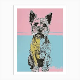 Pastel Watercolour Terrier Dog Line Illustration 3 Art Print