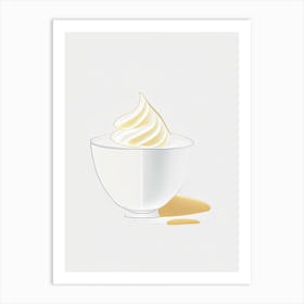 Light Cream Dairy Food Minimal Line Drawing Art Print